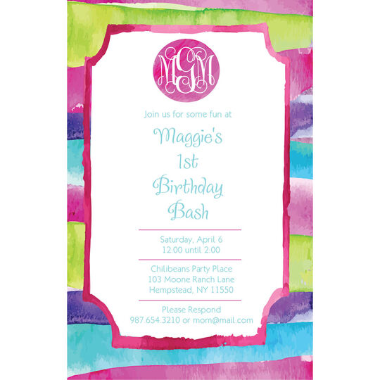 Watercolor Stripes Invitations